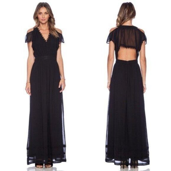 Tularosa Luca Dress Size Small Black Crochet Lace Trim V-neck Sheer Cutout New - Picture 10 of 10